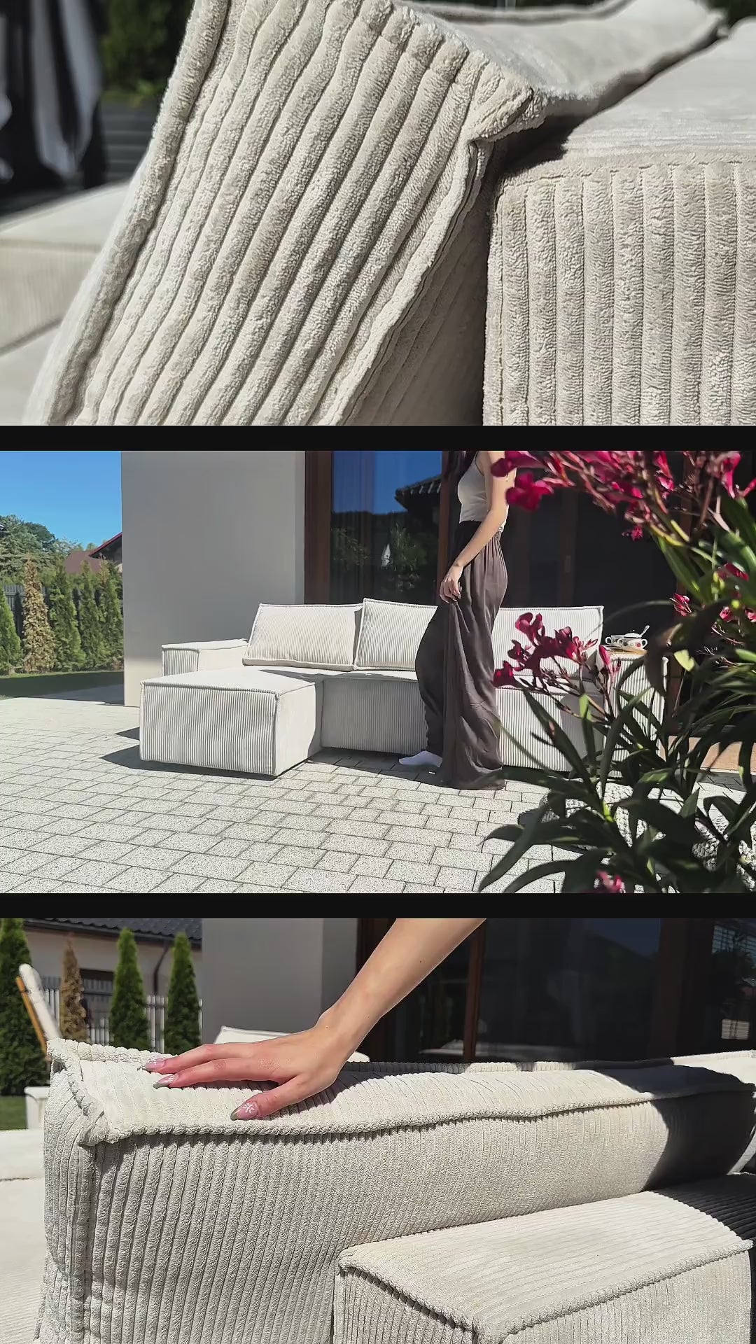 Narożnik Agi uniwersalny z funkcją spania 3-osobowy 200x142–154 w stylu loft – wideo prezentujące produkt