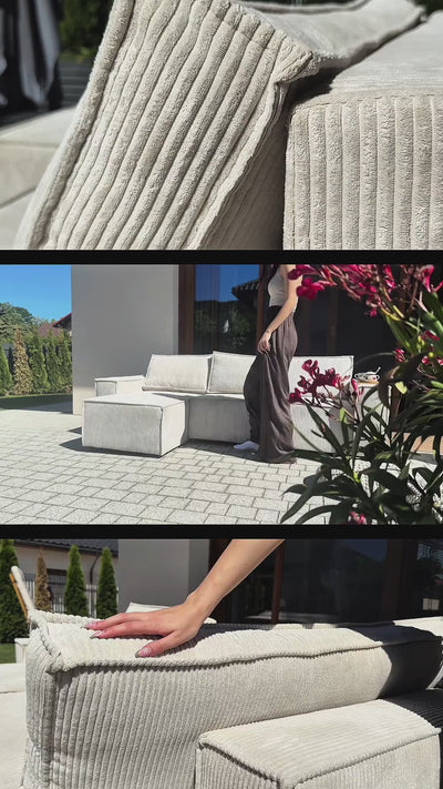 Narożnik Agi uniwersalny z funkcją spania 3-osobowy 200x142–154 w stylu loft – wideo prezentujące produkt