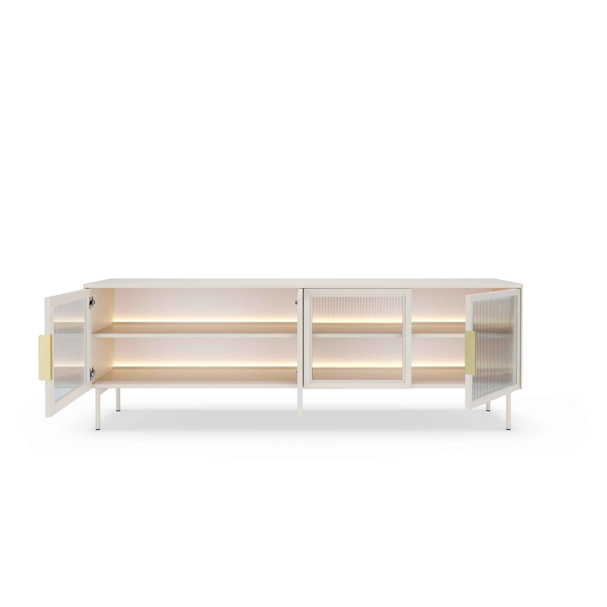 Lummer TV Unit 181x62, Modern Style – with doors open