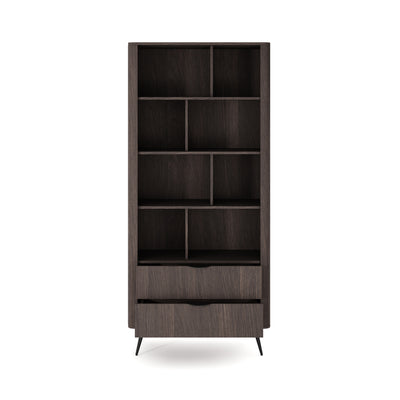 Regał Velia 88x194 z otwartymi półkami i szufladami w stylu soft loft – z otwartymi frontami