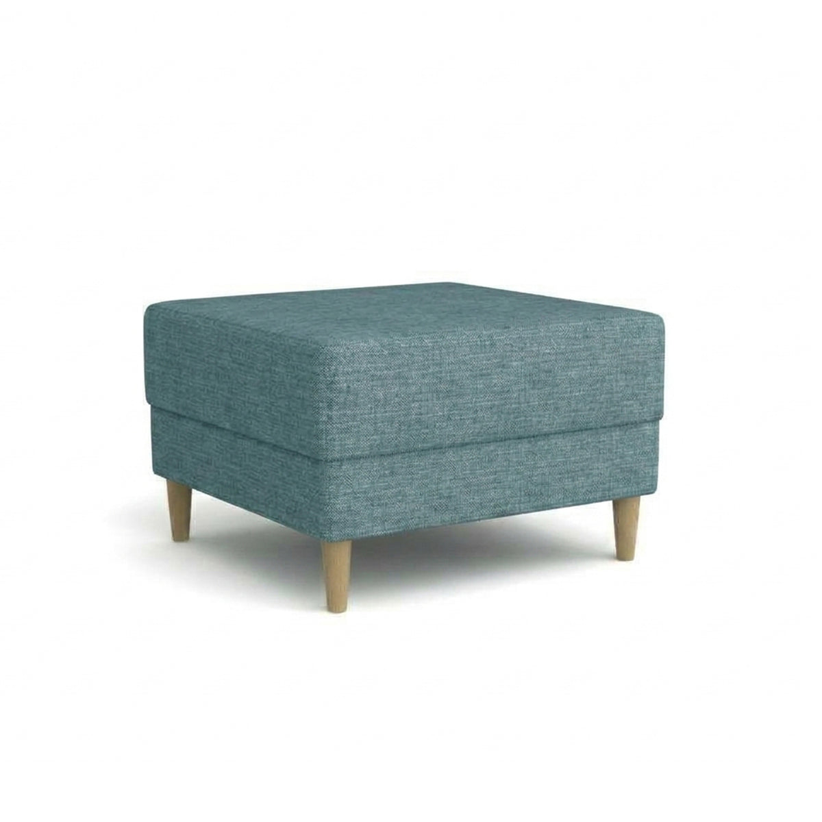 Harmi 66x66 pouffe in Navy Rock (SAWANA 33) – upholstered pouffe in woven fabric on beech legs