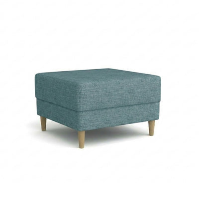 Harmi 66x66 pouffe in Navy Rock (SAWANA 33) – upholstered pouffe in woven fabric on beech legs