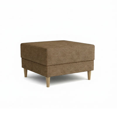 Harmi 66x66 pouffe in Coffee Slate (SAWANA 03) – upholstered pouffe in woven fabric on beech legs