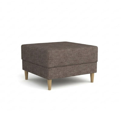 Harmi 66x66 pouffe in Sandy Taupe (SAWANA 12) – upholstered pouffe in woven fabric on beech legs