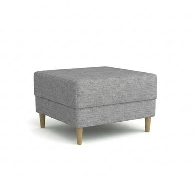 Harmi 66x66 pouffe in Ash Quartz (SAWANA 32) – upholstered pouffe in woven fabric on beech legs