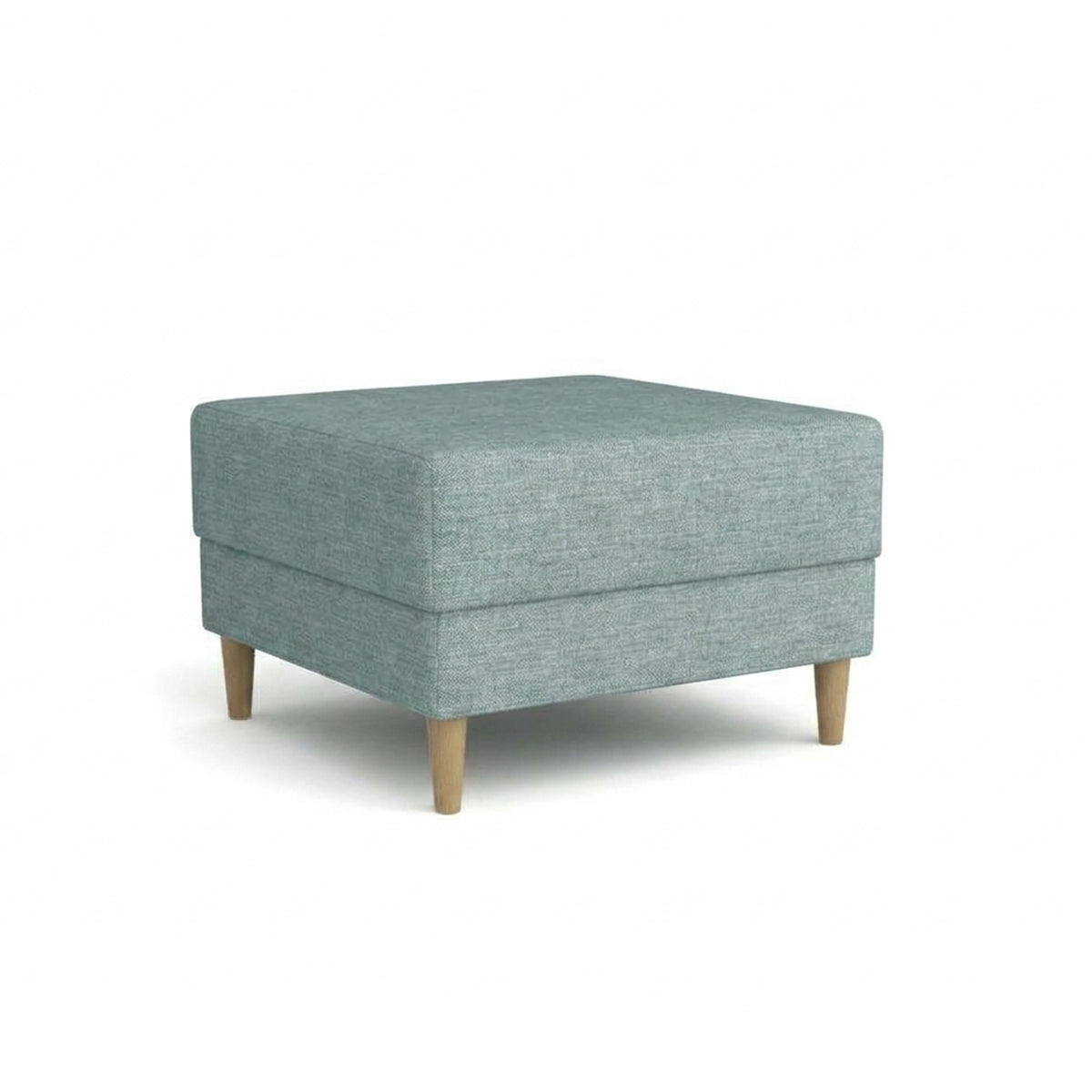 Harmi 66x66 pouffe in Silver Concrete (SAWANA 29) – upholstered pouffe in woven fabric on beech legs