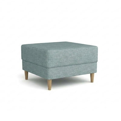 Harmi 66x66 pouffe in Silver Concrete (SAWANA 29) – upholstered pouffe in woven fabric on beech legs