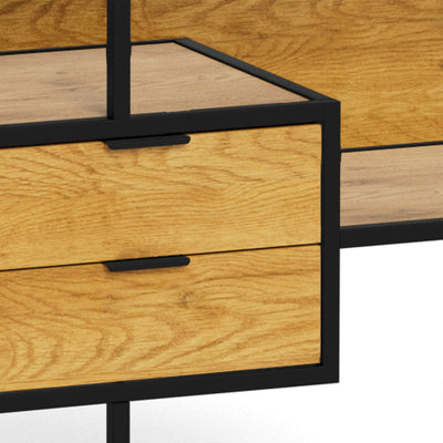 Skeleto low sideboard 114x78 Wild Oak – close-up of two drawers with black handles, sideboard with drawers