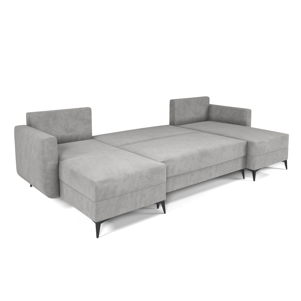 Unfolded Forra U-shaped corner sofa in Steel Grey (MANILA 16) – sleeping area 270 × 130 cm, DL mechanism