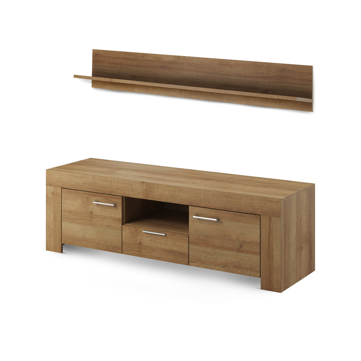 Zestaw RTV z półką 155x50+155x20 w stylu nowoczesnym – model Gorky – zdjęcie 4
