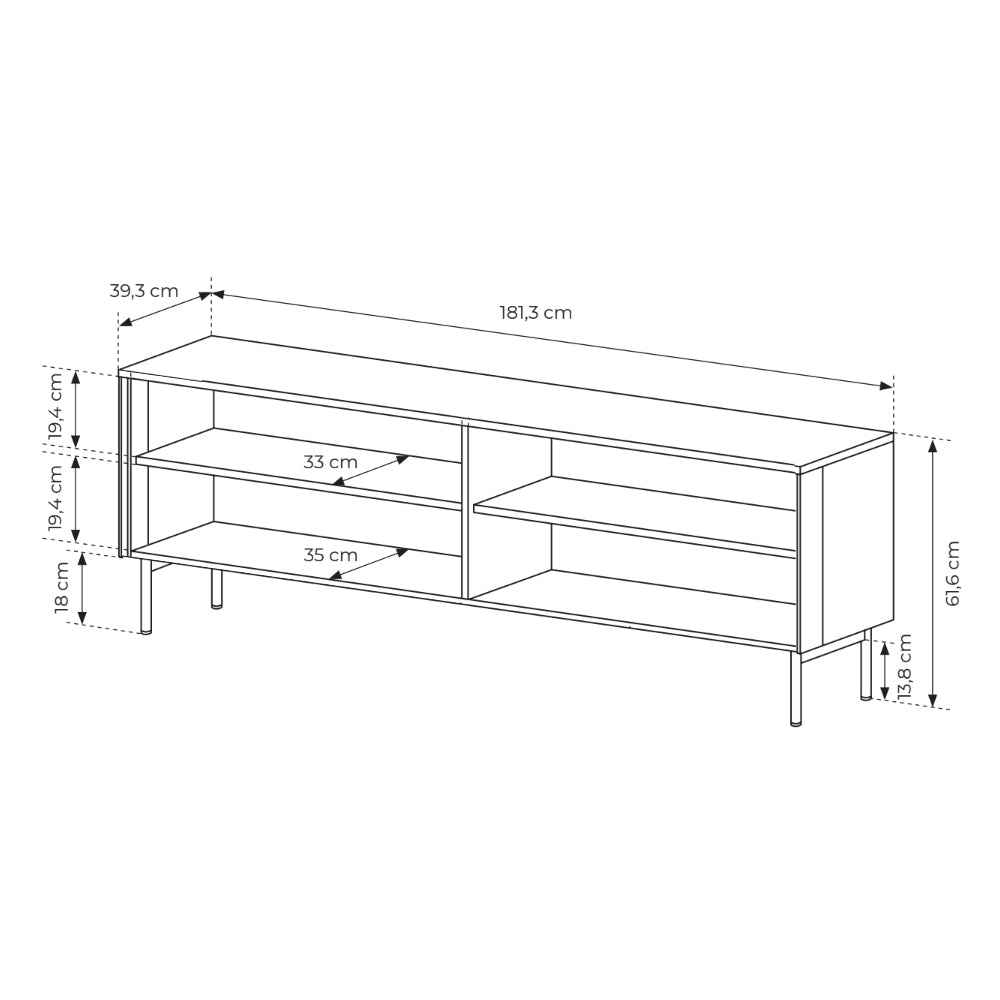 Lummer TV Unit 181x62, Modern Style – dimensions drawing