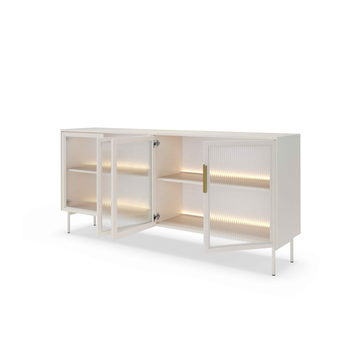 Komoda Lummer 181x83 z drzwiami w stylu eleganckim – z otwartymi frontami