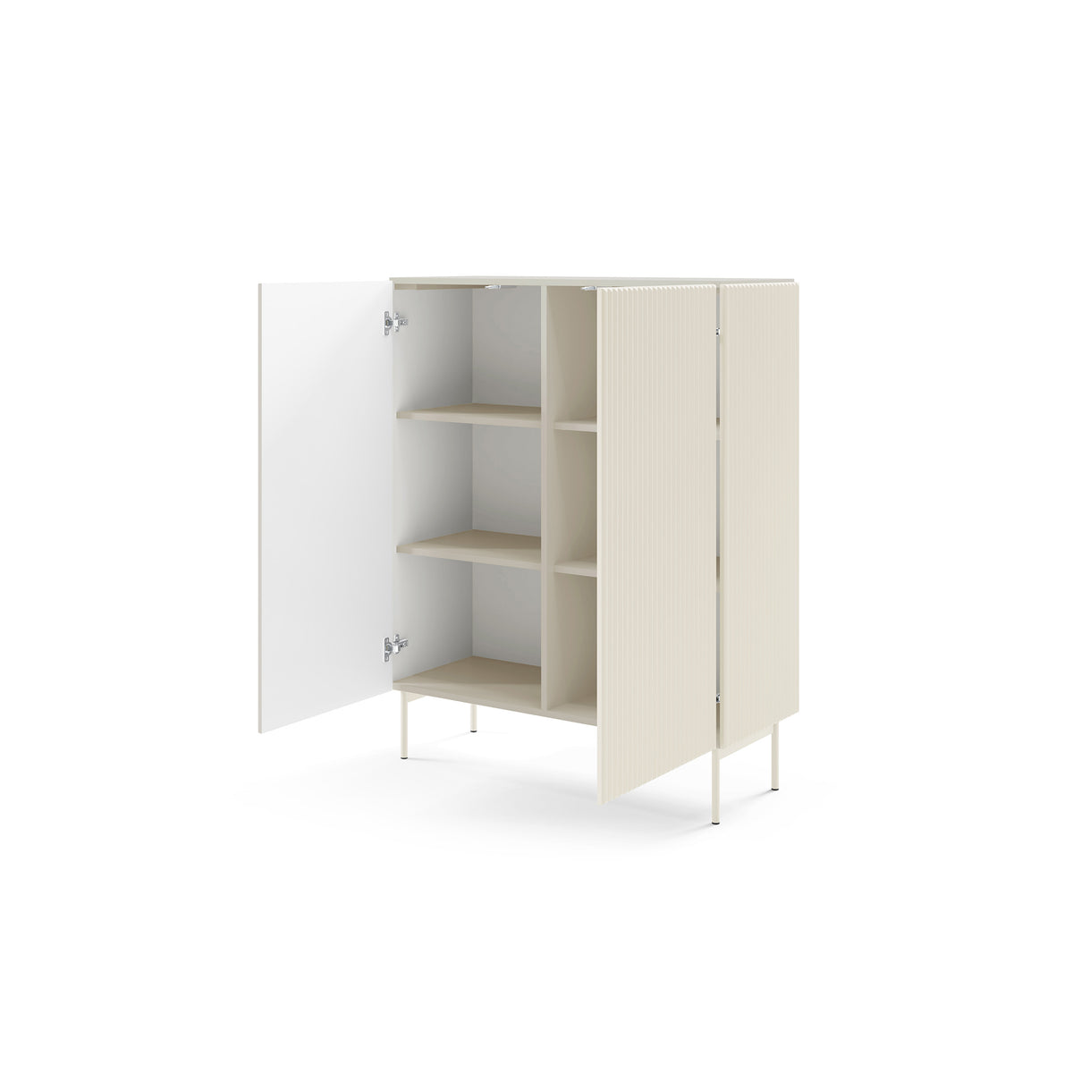 Komoda MuzZI wysoka z drzwiami 99x123 w stylu nowoczesnym – z otwartymi frontami