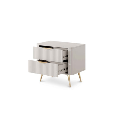 Szafka nocna Laanti z 2 szufladami 63x55 cm w stylu eleganckim – z otwartymi frontami