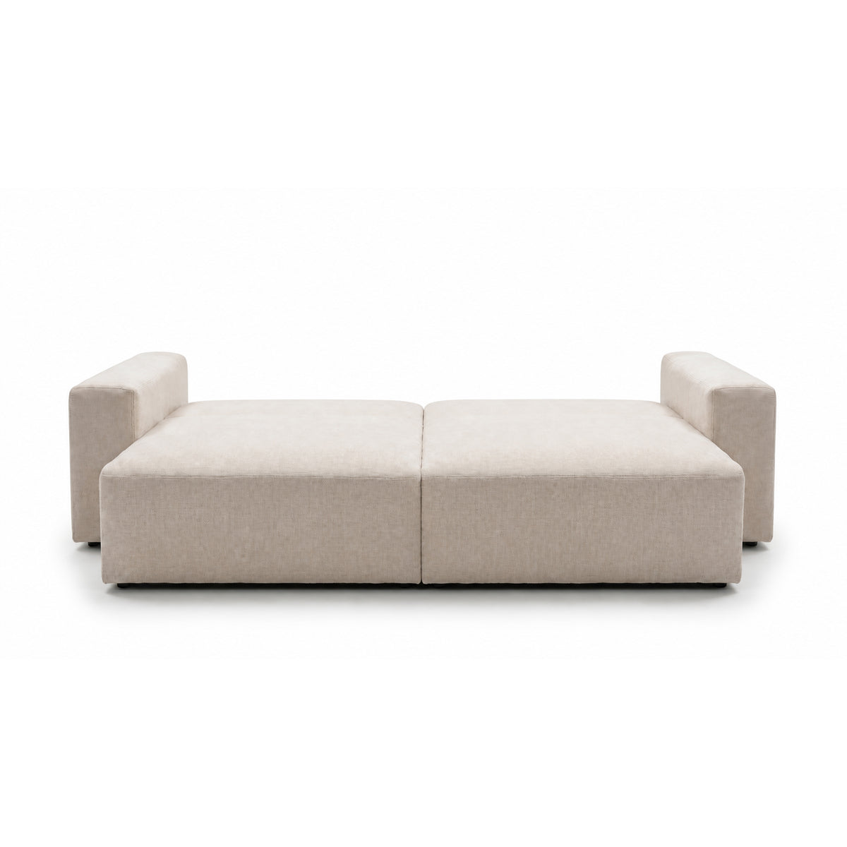Iskeli 260 cm sofa in Creamy Taupe (ARAGON 03) unfolded – sofa bed with the Automat DL mechanism