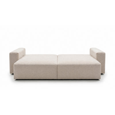 Iskeli 260 cm sofa in Creamy Taupe (ARAGON 03) unfolded – sofa bed with the Automat DL mechanism