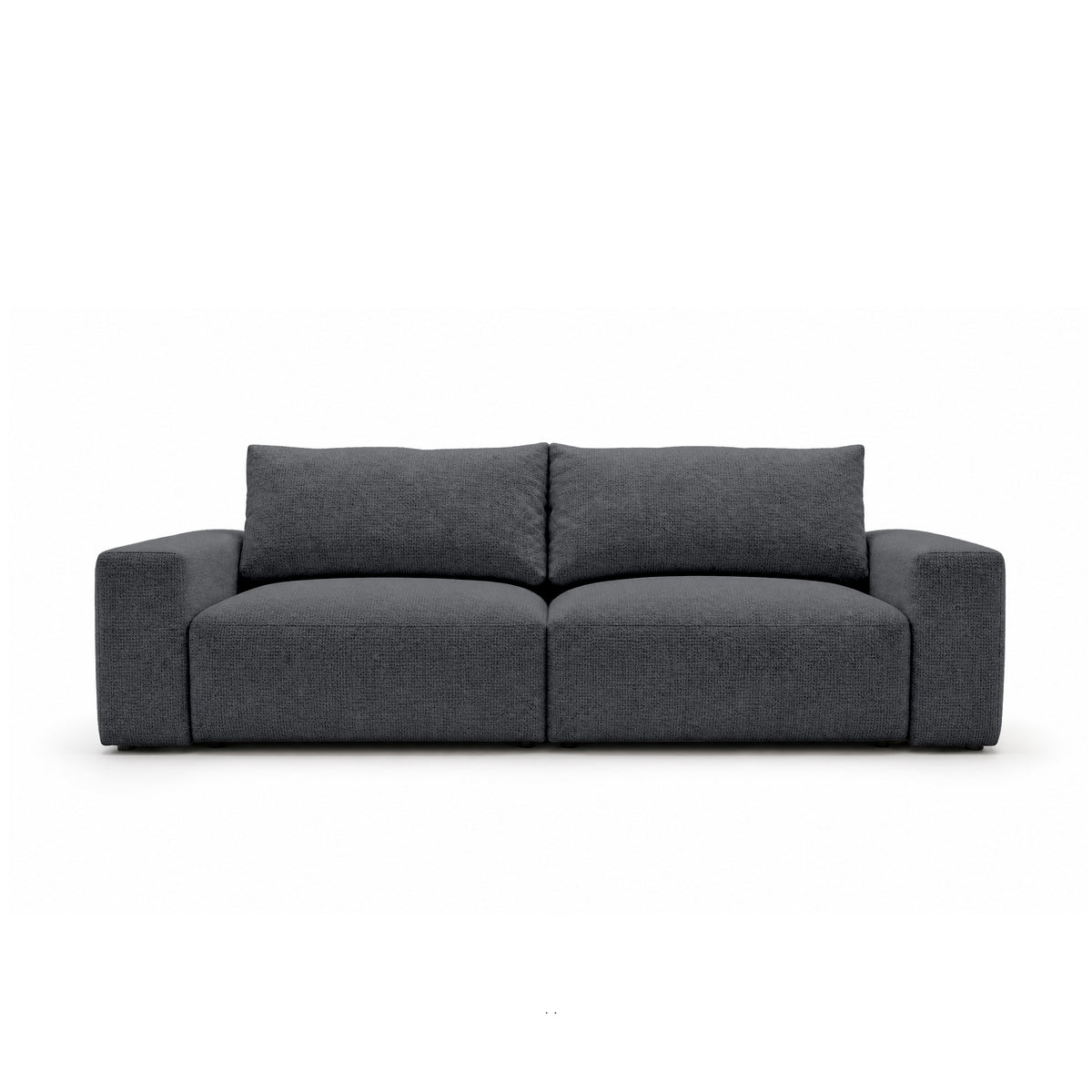 Iskeli 260 cm modular sofa in Dark Ash (ARAGON 93) from the front – sofa with a bedding storage compartment in Aragon fabric