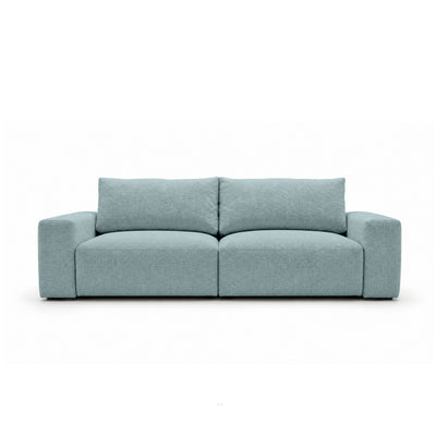 Iskeli 260 cm modular sofa in Icy Azure (ARAGON 70) from the front – sofa with a bedding storage compartment in Aragon fabric