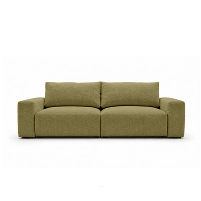 Iskeli 260 cm modular sofa in Golden Linen (ARAGON 35) from the front – sofa with a bedding storage compartment in Aragon fabric
