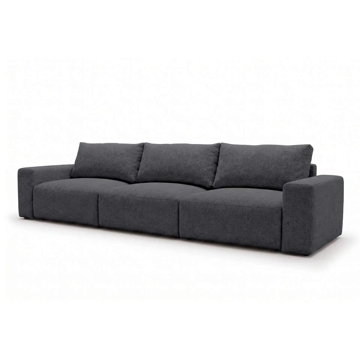Iskeli Plus modular sofa 361 cm in Dark Ash (ARAGON 93) from an angle – sofa with sleep function in Aragon fabric