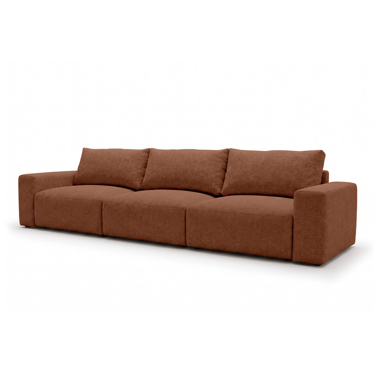 Iskeli Plus modular sofa 361 cm in Matt Cinnamon (ARAGON 56) from an angle – sofa with sleep function in Aragon fabric