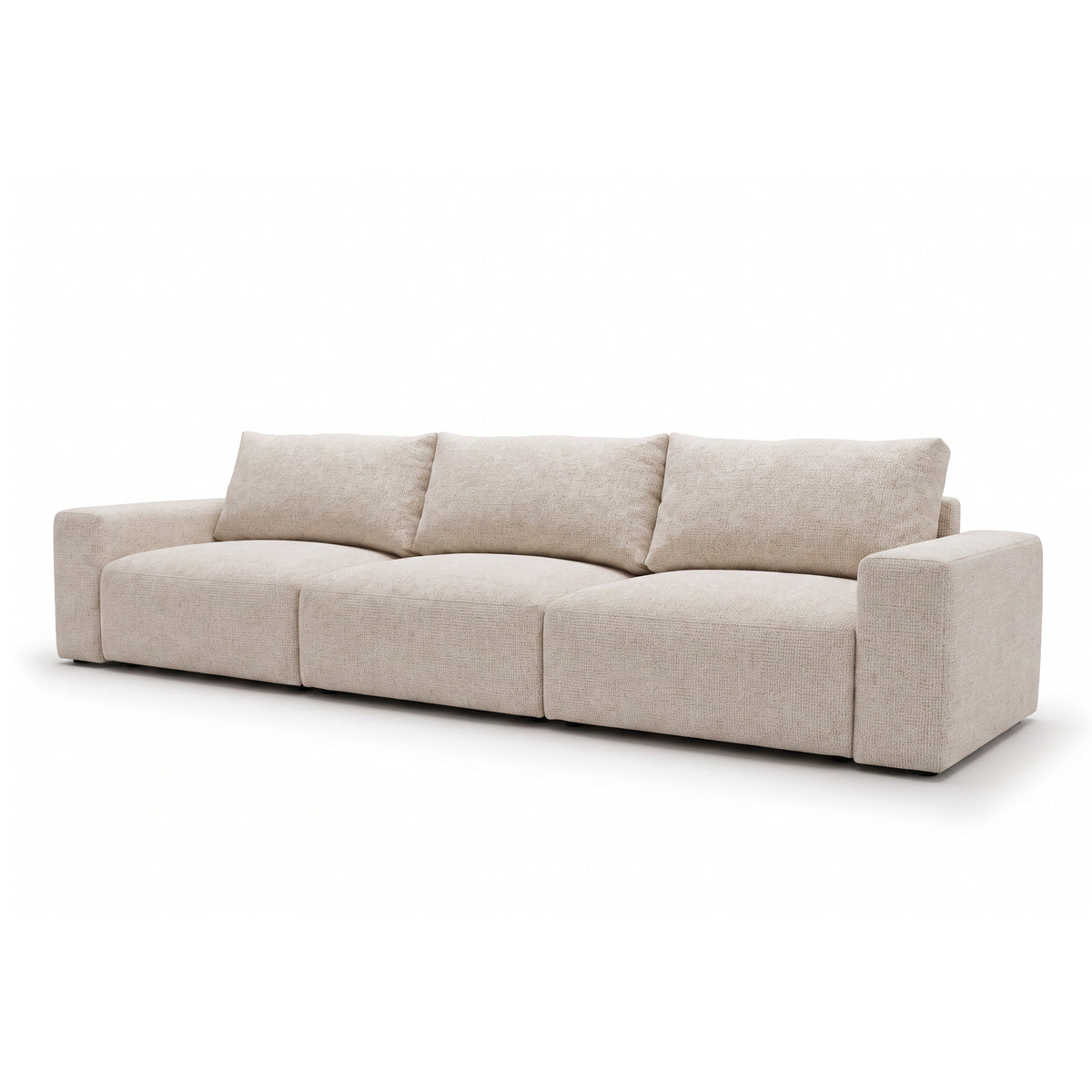 Iskeli Plus modular sofa 361 cm in Creamy Taupe (ARAGON 03) from an angle – large sofa with three backrest cushions