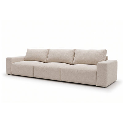 Iskeli Plus modular sofa 361 cm in Creamy Taupe (ARAGON 03) from an angle – large sofa with three backrest cushions