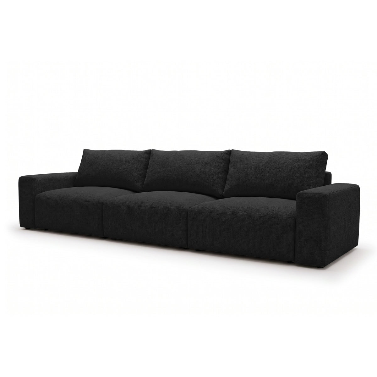 Iskeli Plus modular sofa 361 cm in Raven's Depth (ARAGON 99) from an angle – sofa with sleep function in Aragon fabric