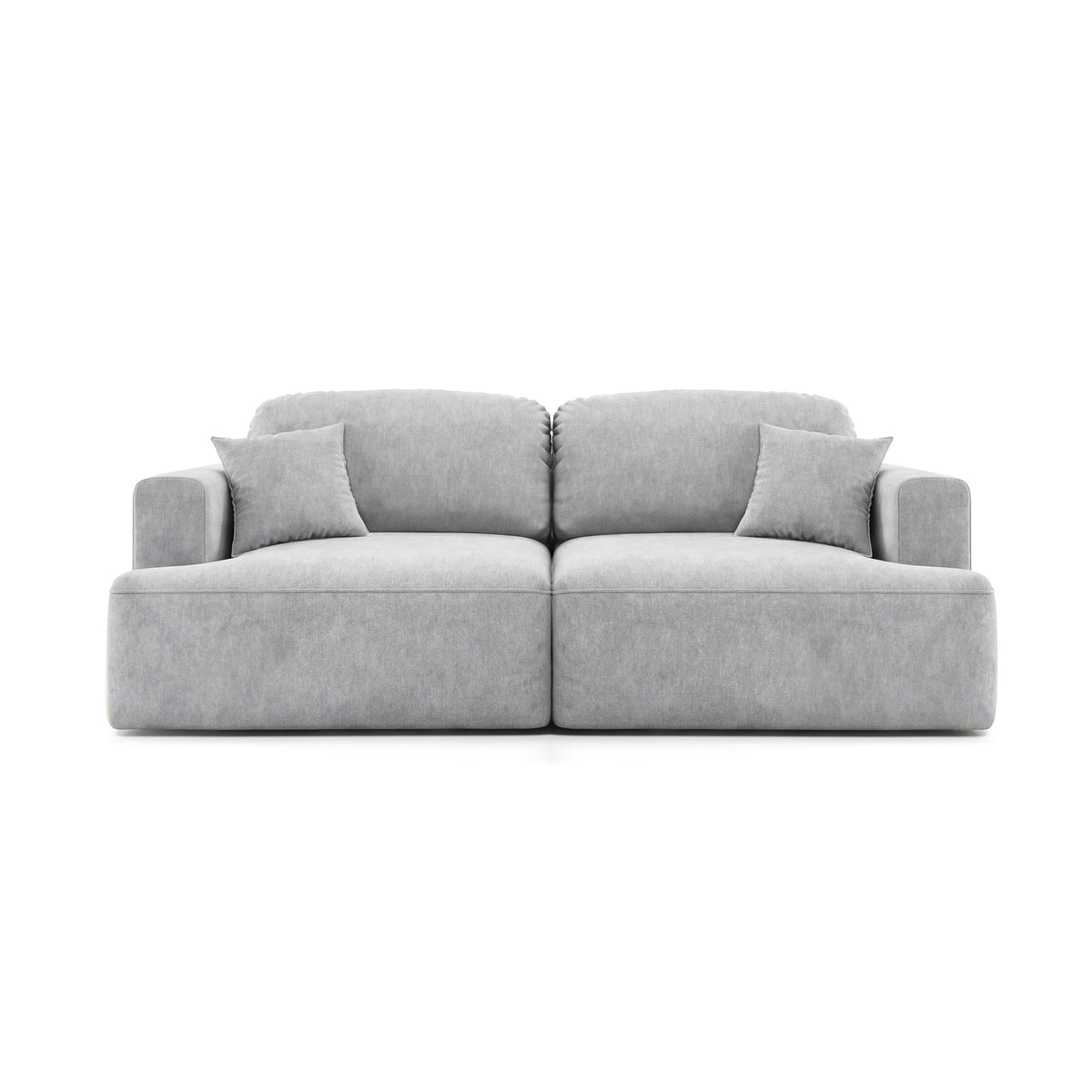 Senvali 241 cm sofa in Muted Purple (CLOUD 82) – sofa with decorative cushions, front view