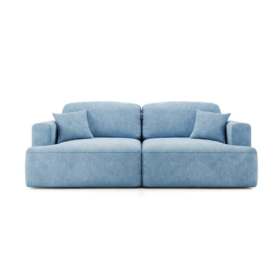 Senvali 241 cm sofa in Steel Azure (CLOUD 71) – boho-style sofa bed, front view
