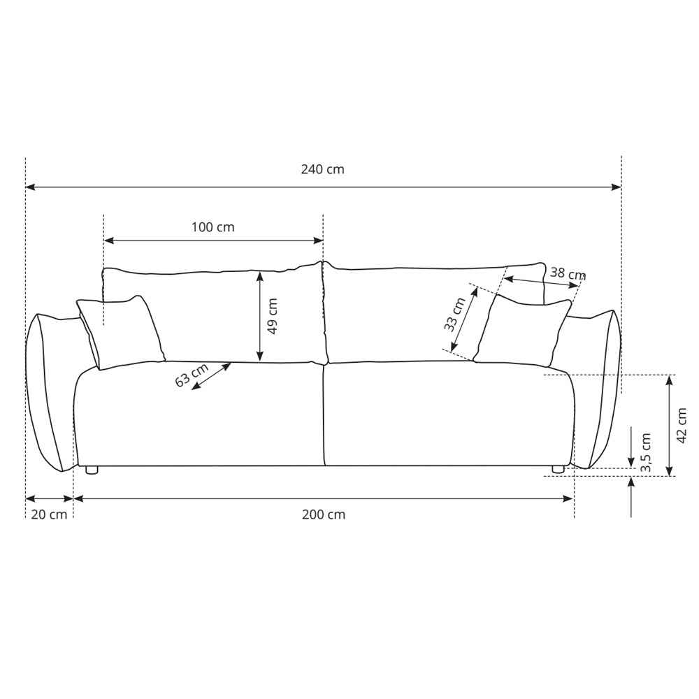 Sofa Alloro 3-osobowa z funkcją spania 145x200 z pojemnikiem w stylu nowoczesnym – zdjęcie 9
