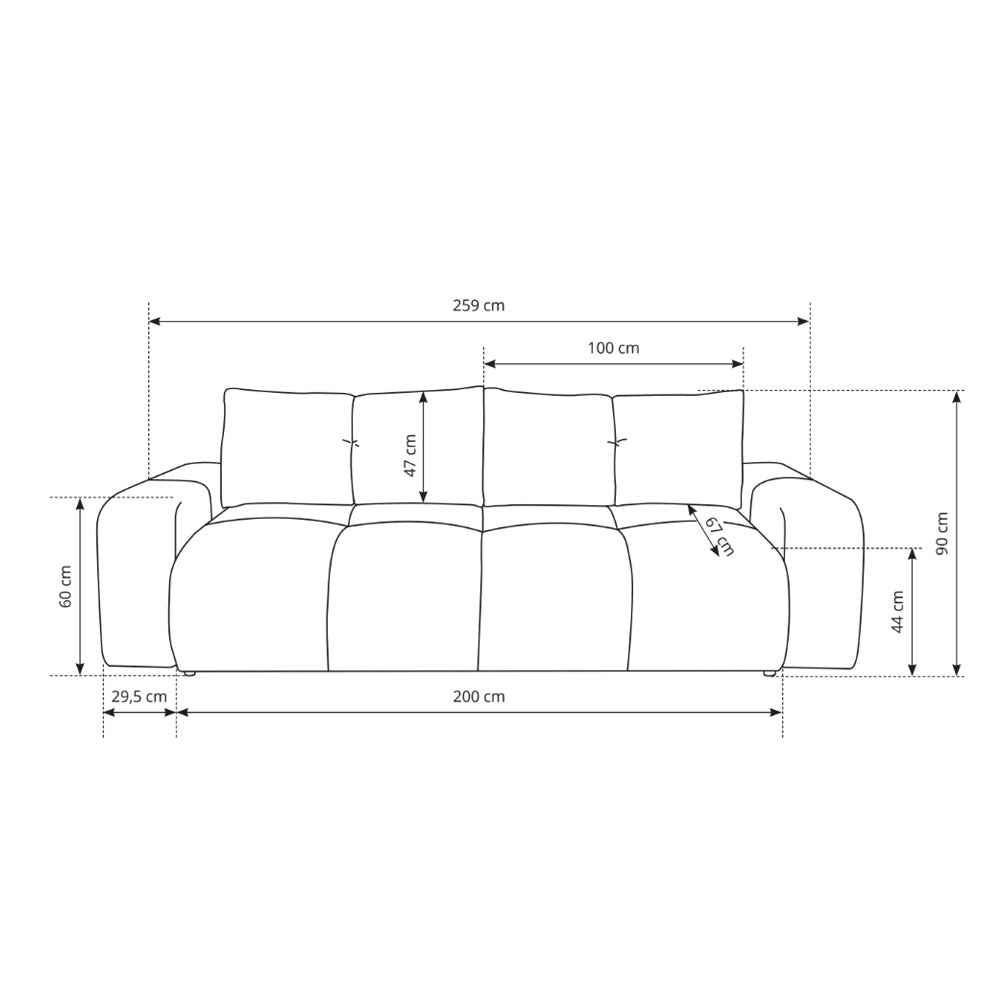 Sofa Soso 3-osobowa z funkcją spania 149x200 z pojemnikiem w stylu nowoczesnym – zdjęcie 10