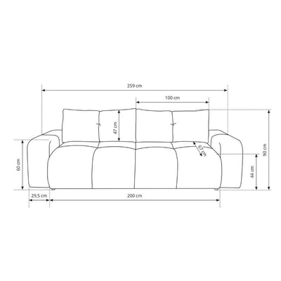 Sofa Soso 3-osobowa z funkcją spania 149x200 z pojemnikiem w stylu nowoczesnym – zdjęcie 10