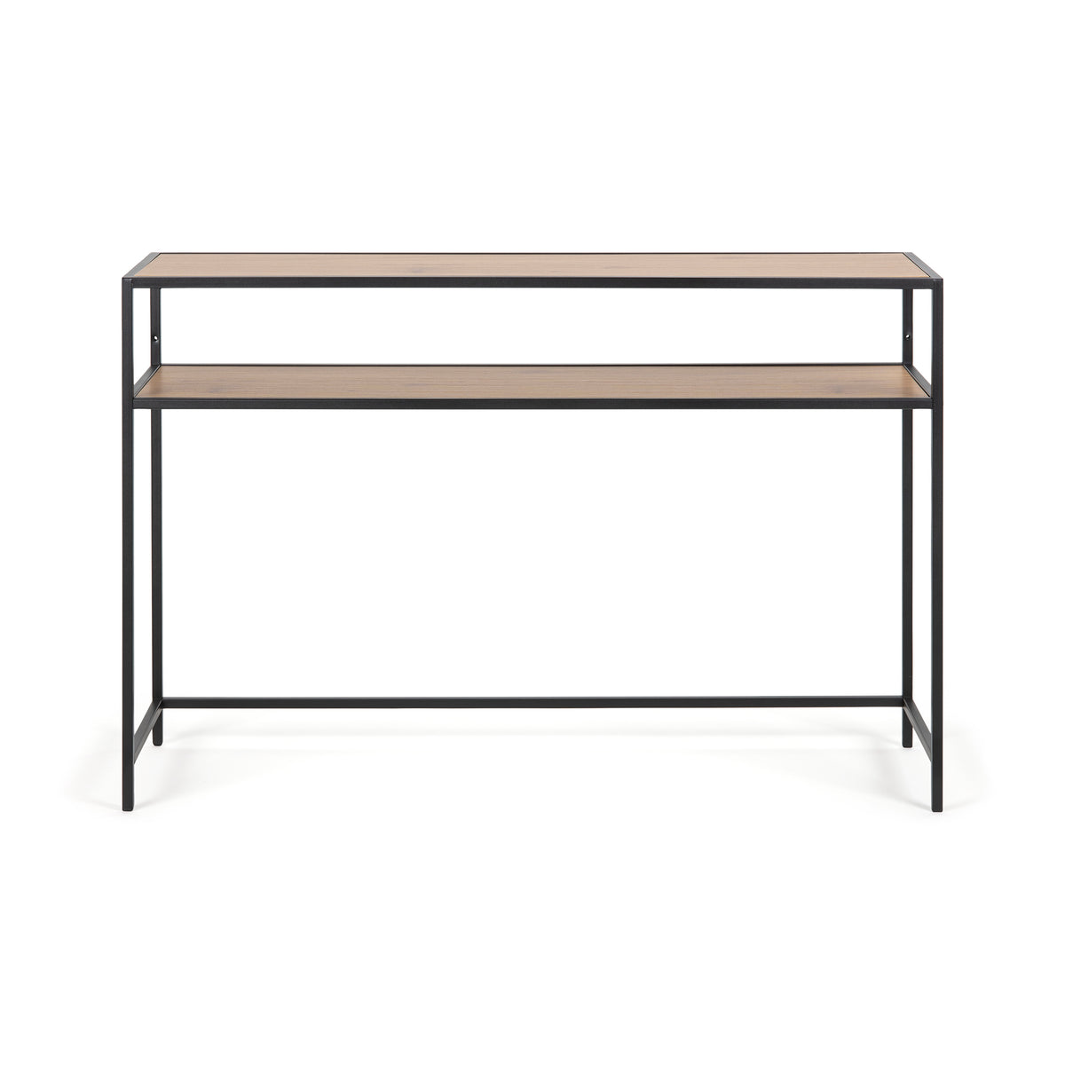 Skeleto console table 120x79 Wild Oak, front view – shelf beneath the tabletop and lower crossbar