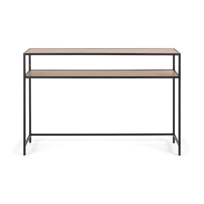 Skeleto console table 120x79 Wild Oak, front view – shelf beneath the tabletop and lower crossbar