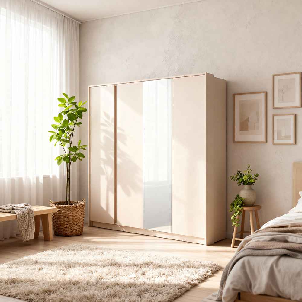 Szafa Dust 4-drzwiowa 223x210 cm w stylu minimalistycznym – zdjęcie 2