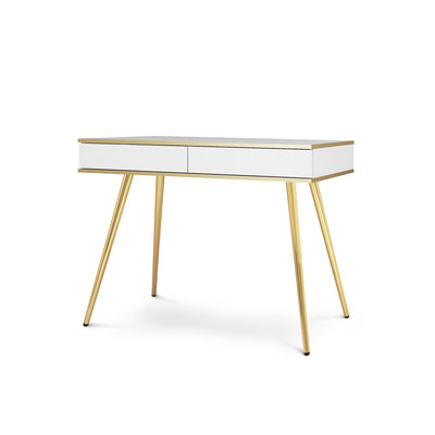 Meva Dressing Table 102x80 cm, Modern Classic Style – White, Gold