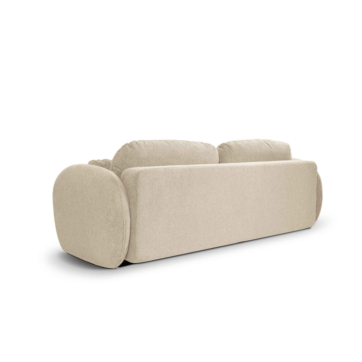 Sofa Olemo 3-osobowa z funkcją spania 142x200 z pojemnikiem w stylu art deco, tkanina Aragon – widok z tyłu