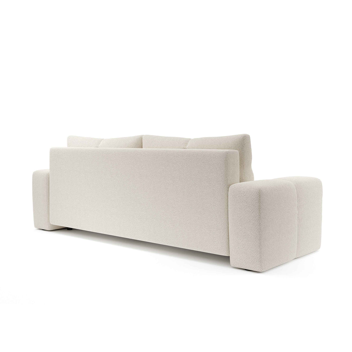 Sofa Soso 3-osobowa z funkcją spania 149x200 z pojemnikiem w stylu nowoczesnym – widok z tyłu