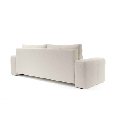 Sofa Soso 3-osobowa z funkcją spania 149x200 z pojemnikiem w stylu nowoczesnym – widok z tyłu