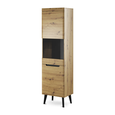 Trava Glass Display Cabinet 53x197 cm, Scandinavian Style – Artisan Oak