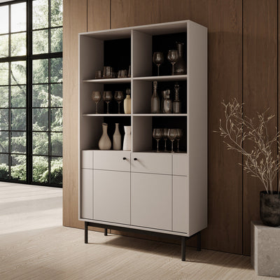 Witryna do salonu Sabi 104x185 cm w stylu japandi – w aranżacji wnętrza