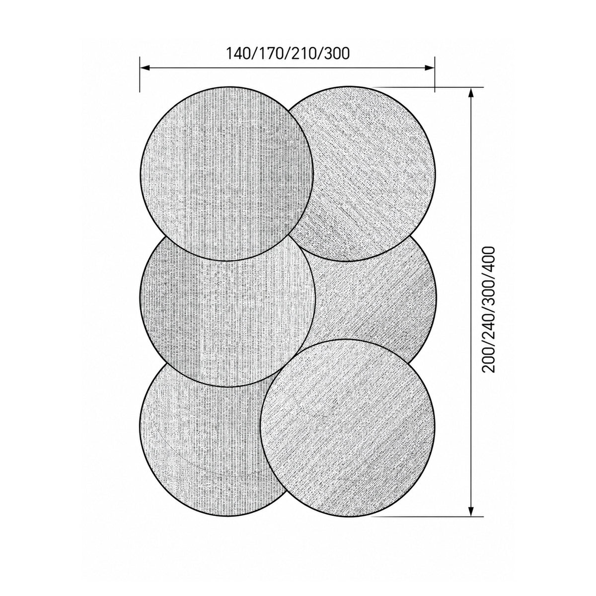 Berri Rug with a Round Gradient Pattern, Modern Style – dimensions drawing