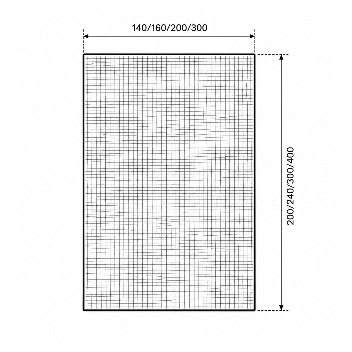 Gamino Rug Woven from Tencel with a Two-level Check Pattern, Modern Style – dimensions drawing