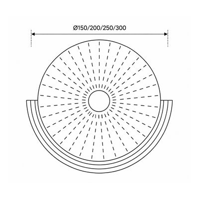 Haabi Round Rug with a Fan Pattern, Classic Style – dimensions drawing