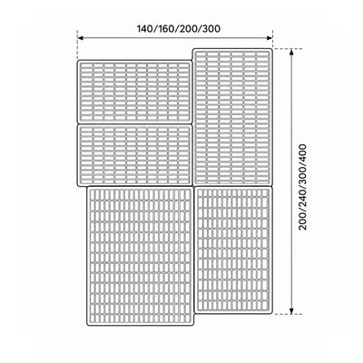 Shorin Rug with a Geometric Grid, Japandi Style – dimensions drawing
