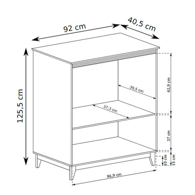 Komoda Serena 92x126 z półką i szufladą w stylu modern classic – rysunek z wymiarami