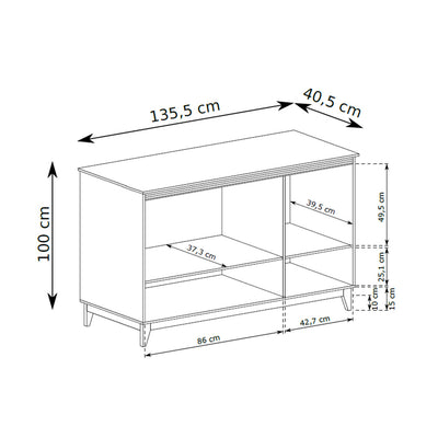Serena Sideboard 136x100 with Drawers and Cabinets, Modern Classic Style – dimensions drawing