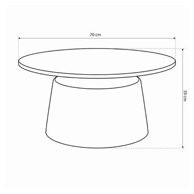 Fumor Round Coffee Table Ø70 cm, Modern Style – dimensions drawing