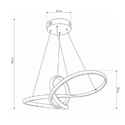 Loopra LED Pendant Lamp with Geometric Sculptural Form, Modern Style – dimensions drawing